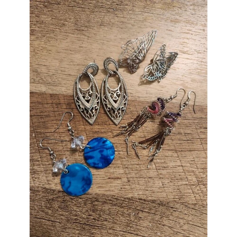 Silvertone Earrings 4 Pairs